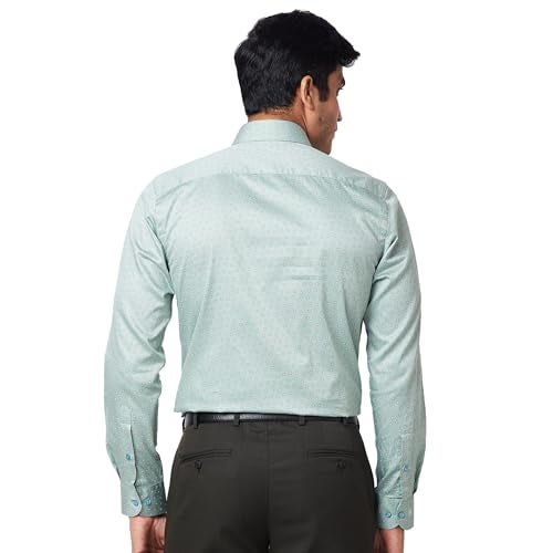 Raymond Men Slim Fit Self Design Medium Petrol Shirt (Size: 39)-Rmsx12832-P3, Green - Image 4