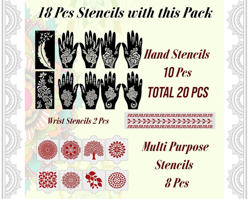 ivana's Ivanas Set of 20 Pcs Combo Pack Reusable Mehandi Design Sticker Stencils for Both Hand  Mehendi Stencil Durable  Quick and Easy to Use for Girls Women Kids  Teen D2128 - Image 4