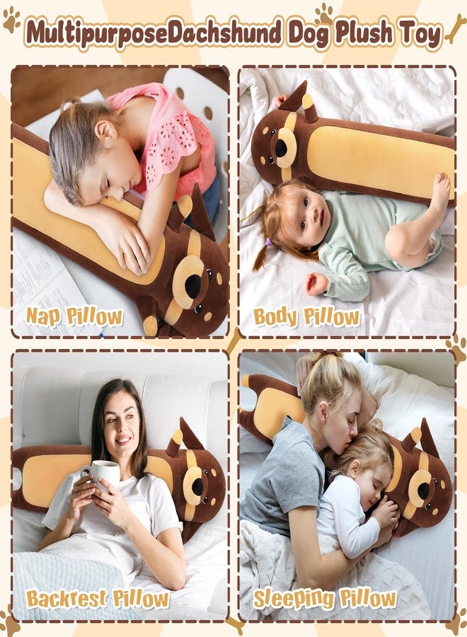 Auspicious beginning Dachshund Dog Plush Toys-35.4'' Dachshund Dog Plushie Stuffed Animal, Large Plush Pillow, Cute Soft Plsuhies Gifts Plushie Stuffed Toys, Cute Boby Pillow Toy Doll Gift for Kids Girls Boys - Image 5