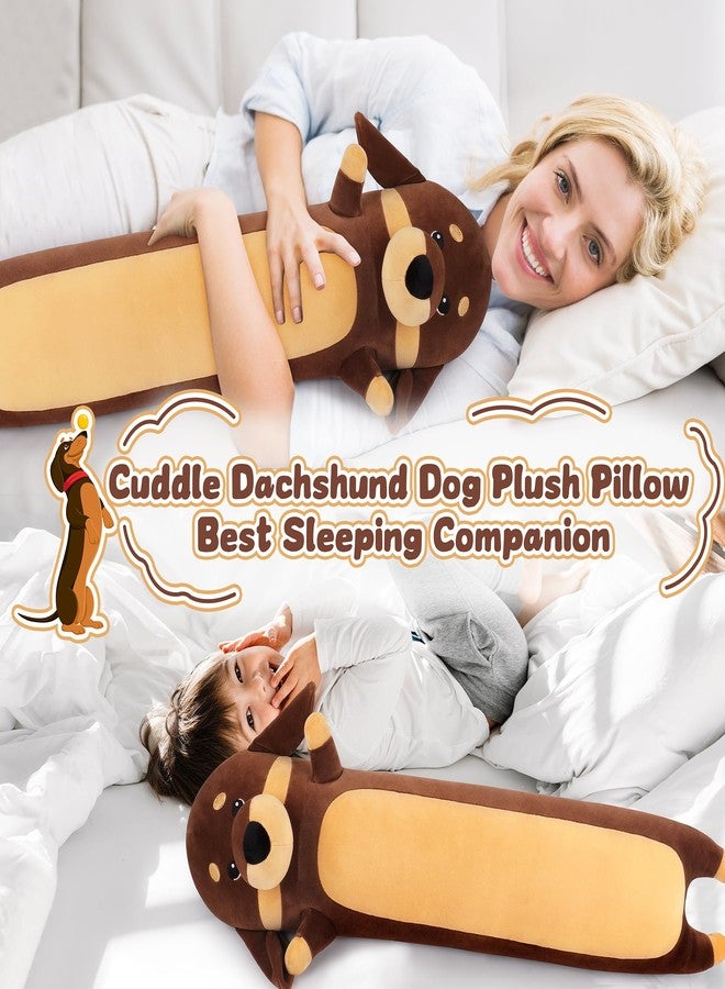 Auspicious beginning Dachshund Dog Plush Toys-35.4'' Dachshund Dog Plushie Stuffed Animal, Large Plush Pillow, Cute Soft Plsuhies Gifts Plushie Stuffed Toys, Cute Boby Pillow Toy Doll Gift for Kids Girls Boys - Image 4