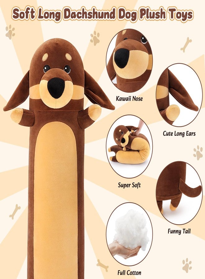 Auspicious beginning Dachshund Dog Plush Toys-35.4'' Dachshund Dog Plushie Stuffed Animal, Large Plush Pillow, Cute Soft Plsuhies Gifts Plushie Stuffed Toys, Cute Boby Pillow Toy Doll Gift for Kids Girls Boys - Image 3