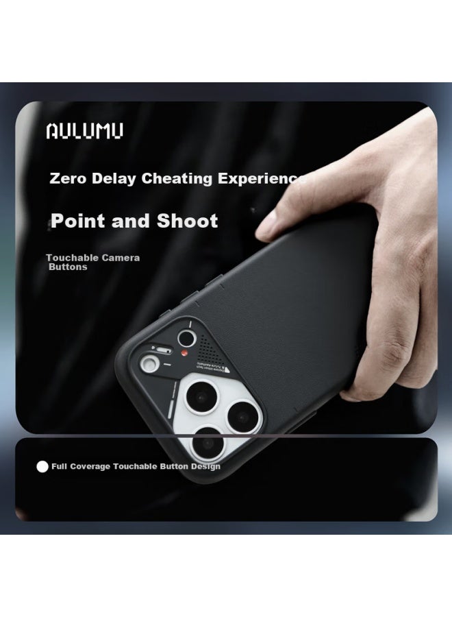Aulumu Compatible With Apple Iphone 17 Pro Max, Simple Leather Magnetic Full-coverage Phone Case, Magsafe Heat Dissipation Protective Case, Black - Image 4