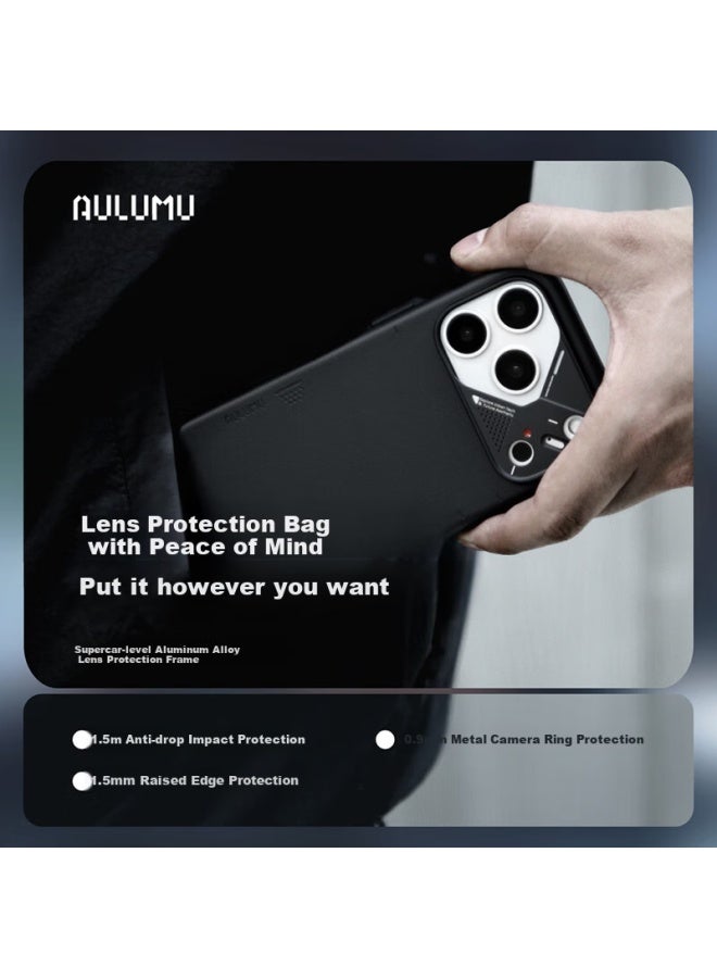Aulumu Compatible With Apple Iphone 17 Pro Max, Simple Leather Magnetic Full-coverage Phone Case, Magsafe Heat Dissipation Protective Case, Black - Image 3
