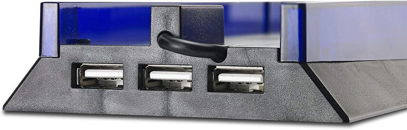 KlsyChry Stand with HUB & Blue Light for PS4, Blue Led Light Vertical Stand Base with 3 USB HUB Port for Sony PlayStation 4 PS4 Console (Black) - Image 3