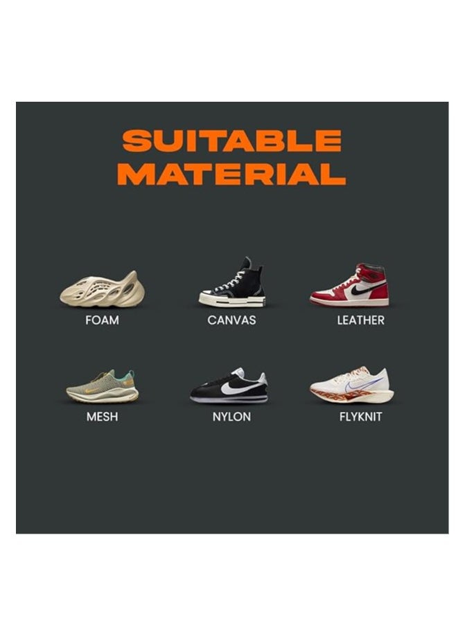 SNEAKARE - SNEAKARE Basic Shoe Cleaning Kit 100 ml Shoe Cleaner & 1 Medium Bristle Shoe Cleaner Brush, White Shoe Cleaning Kit, Shoe Cleaner Kit For Sneakers, Sports Shoe Cleaner Foam Spray - Image 1