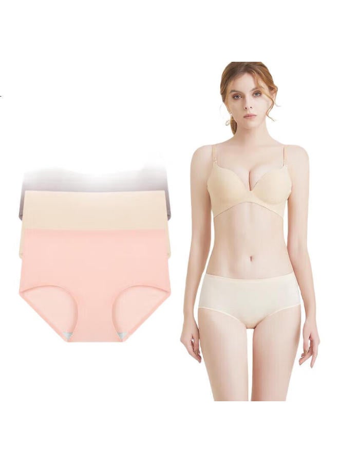 Modal Women'S Underwear Women'S Ice Silk Breathable 7A Antibacterial Pure Cotton Crotch Girls' Triangle Panties Teenage Thin Seamless Bottoms 3 Pack - Image 2