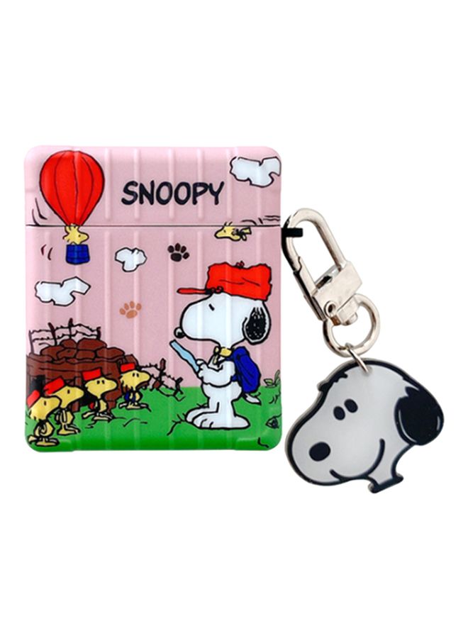 Snoopy Printed Case Cover With Carabiner For Apple AirPods 1/2 Pink/Green/White - Image 1