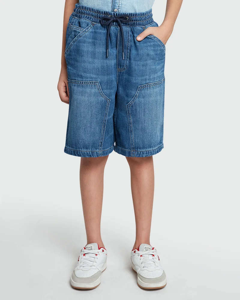 Ovs Kids' Patched Joggers In Medium Blue