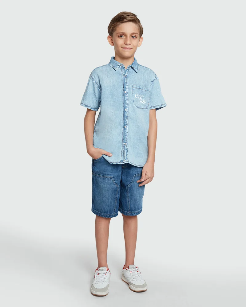 Ovs Kids' Patched Joggers In Medium Blue