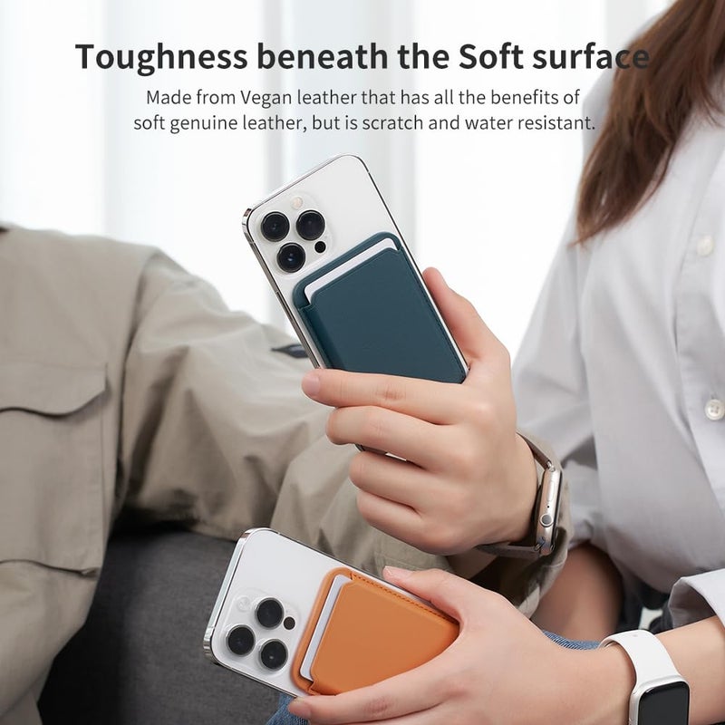 Sinjimoru Magnetic Card Wallet, Premium Vegan Leather Phone Wallet for MagSafe 3-Card Holder Compatible with iPhone 17 Pro Max Air 16 15 14 13 Series. M-Viica Basic White - Image 3