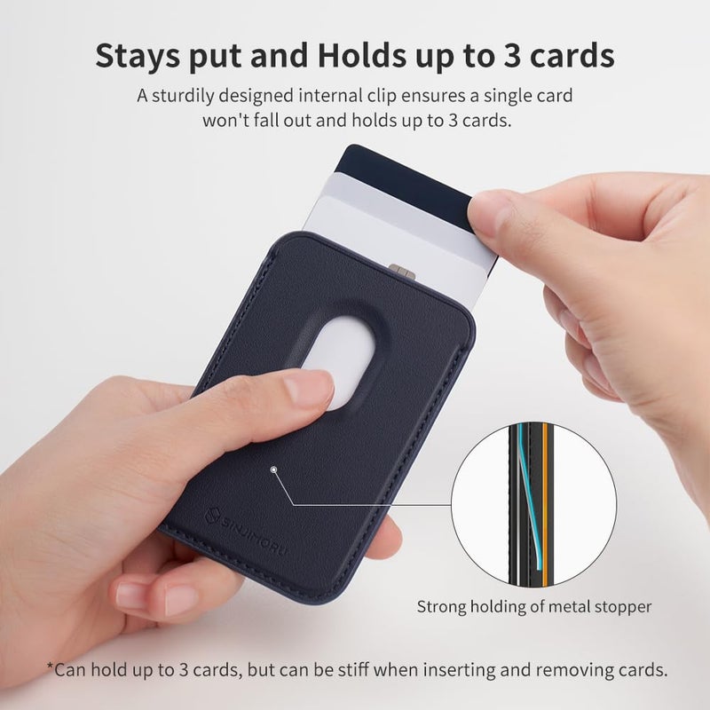Sinjimoru Magnetic Card Wallet, Premium Vegan Leather Phone Wallet for MagSafe 3-Card Holder Compatible with iPhone 17 Pro Max Air 16 15 14 13 Series. M-Viica Basic White - Image 4