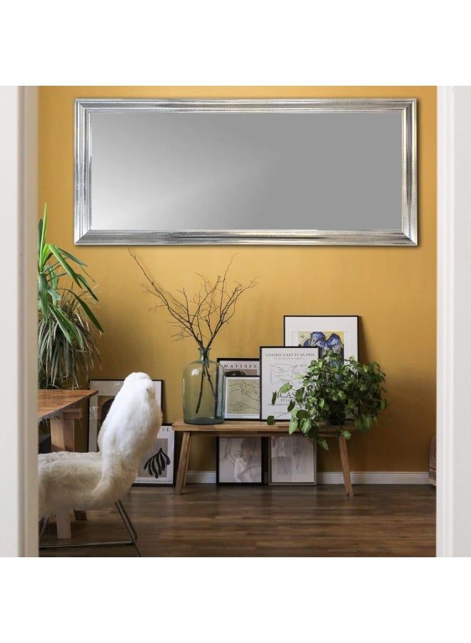 Full Length Mirror 174x74 cm with Elegant Silver PVC Frame | Wall Mounted & Floor Standing Dressing Mirror | Large Bedroom Mirror for Dressing Room, Living Room & Hallway | Modern Decorative Mirror - Image 5