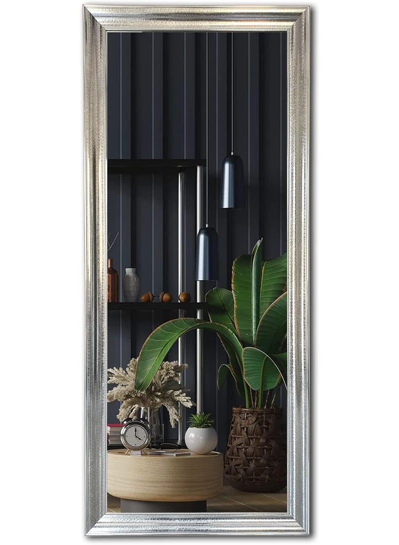 Full Length Mirror 174x74 cm with Elegant Silver PVC Frame | Wall Mounted & Floor Standing Dressing Mirror | Large Bedroom Mirror for Dressing Room, Living Room & Hallway | Modern Decorative Mirror - Image 3
