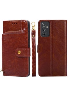 Generic Case Cover For Samsung Galaxy Quantum 2 Zipper Bag PU + TPU Horizontal Flip Leather Case with Holder & Card Slot & Wallet & Lanyard Brown 