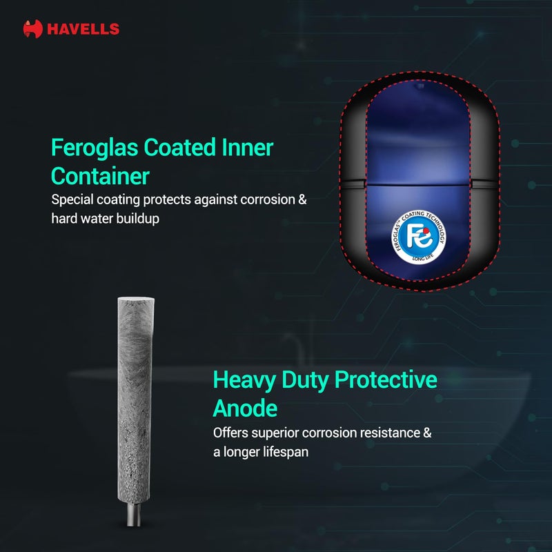 Havells Havells Monza 10 Litre Storage Water Heater Geyser Faster heating Glass Coated Anti Rust Tank Heavy Duty Heating Element Warranty 5 Year on Tank High Rise Compatible  - Image 3