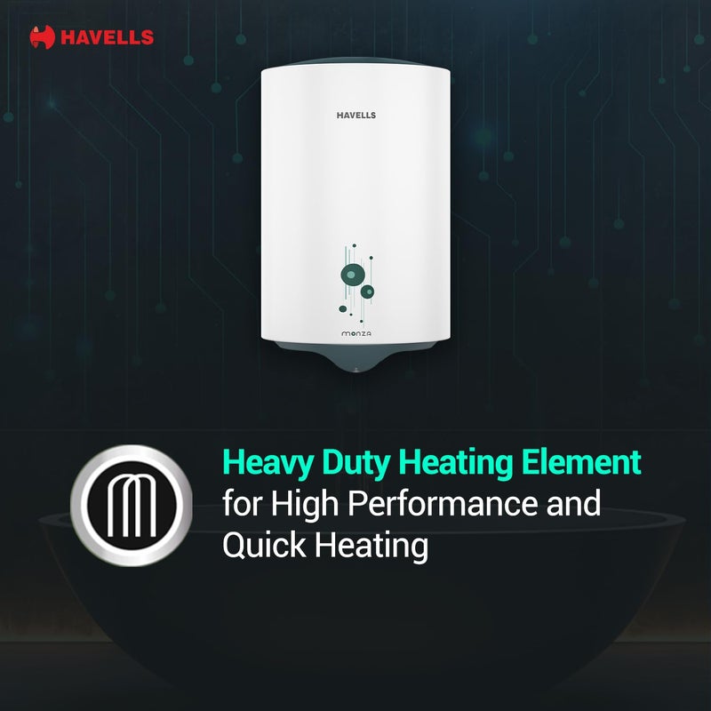 Havells Havells Monza 10 Litre Storage Water Heater Geyser Faster heating Glass Coated Anti Rust Tank Heavy Duty Heating Element Warranty 5 Year on Tank High Rise Compatible  - Image 4