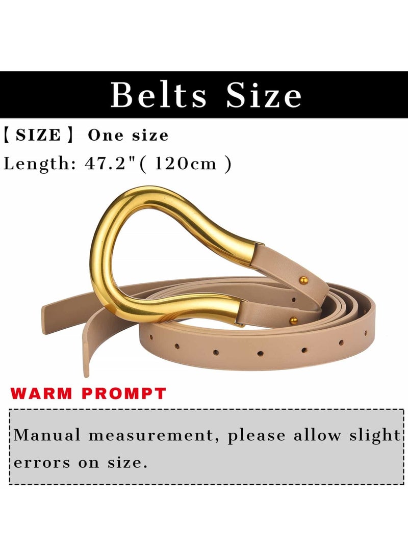KASTWAVE Skinny Leather Belts, Womens Belts with Double-layer Faux Leather, Large Gold U-Shape Metal Buckle, U-Shaped Thin Waist Belt for Women - Image 4