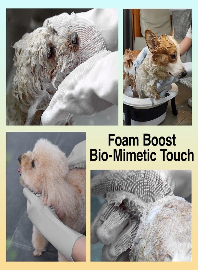 AKEISHE Dog Washing Gloves for Shedding & Bathing - 5-Finger Deshedding & Massage Gloves for Dogs & Cats, Reusable Heat-Resistant Silicone Brush Gloves, Gentle Hair Removal & Bathing Aid (Pair) (Grey) - Image 4