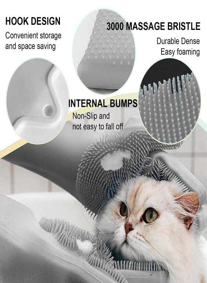 AKEISHE Dog Washing Gloves for Shedding & Bathing - 5-Finger Deshedding & Massage Gloves for Dogs & Cats, Reusable Heat-Resistant Silicone Brush Gloves, Gentle Hair Removal & Bathing Aid (Pair) (Grey) - Image 3