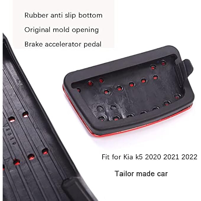 for Kia K5 2021 2022 2023 Accessories Aluminum Alloy Pedal Covers Anti-Slip Auto No Drilling Aluminum Gas Car Brake Cover (Silver) - Image 5