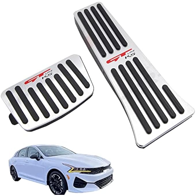 for Kia K5 2021 2022 2023 Accessories Aluminum Alloy Pedal Covers Anti-Slip Auto No Drilling Aluminum Gas Car Brake Cover (Silver) - Image 1