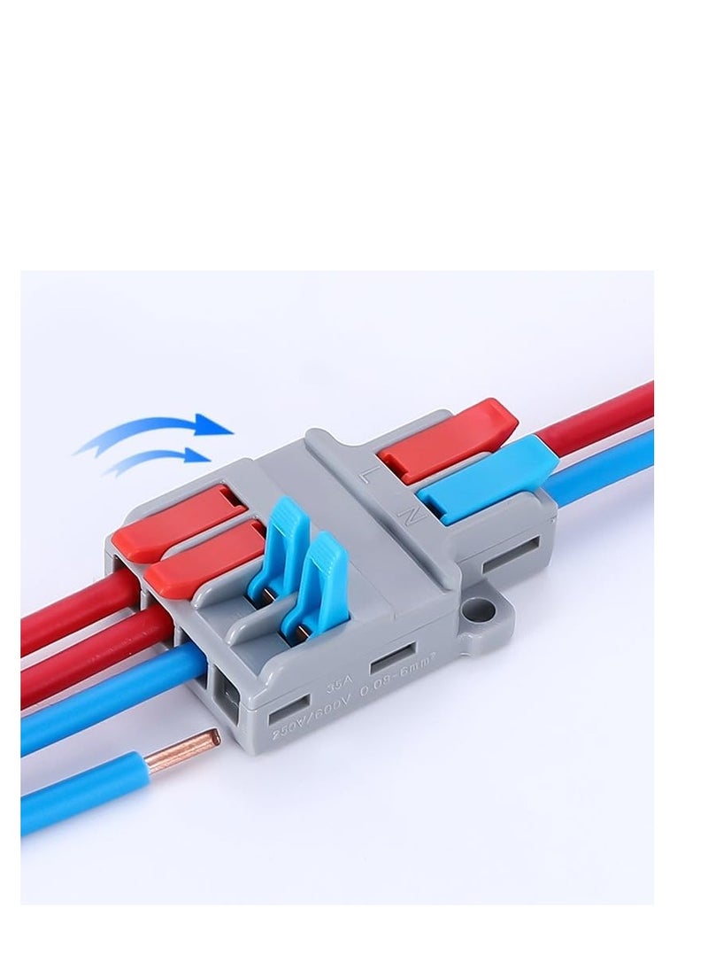 Generic Lever Wire Nuts Wire Connectors, 10Pcs Compact Splicing Connector Push-in Conductor Terminal Blocks (New- 2 in 4 Out)  - Image 2