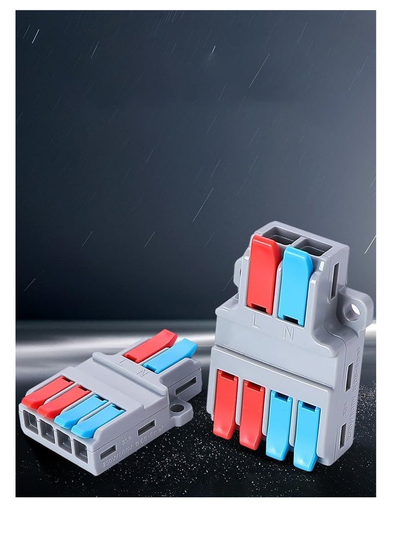 Generic Lever Wire Nuts Wire Connectors, 10Pcs Compact Splicing Connector Push-in Conductor Terminal Blocks (New- 2 in 4 Out)  - Image 4