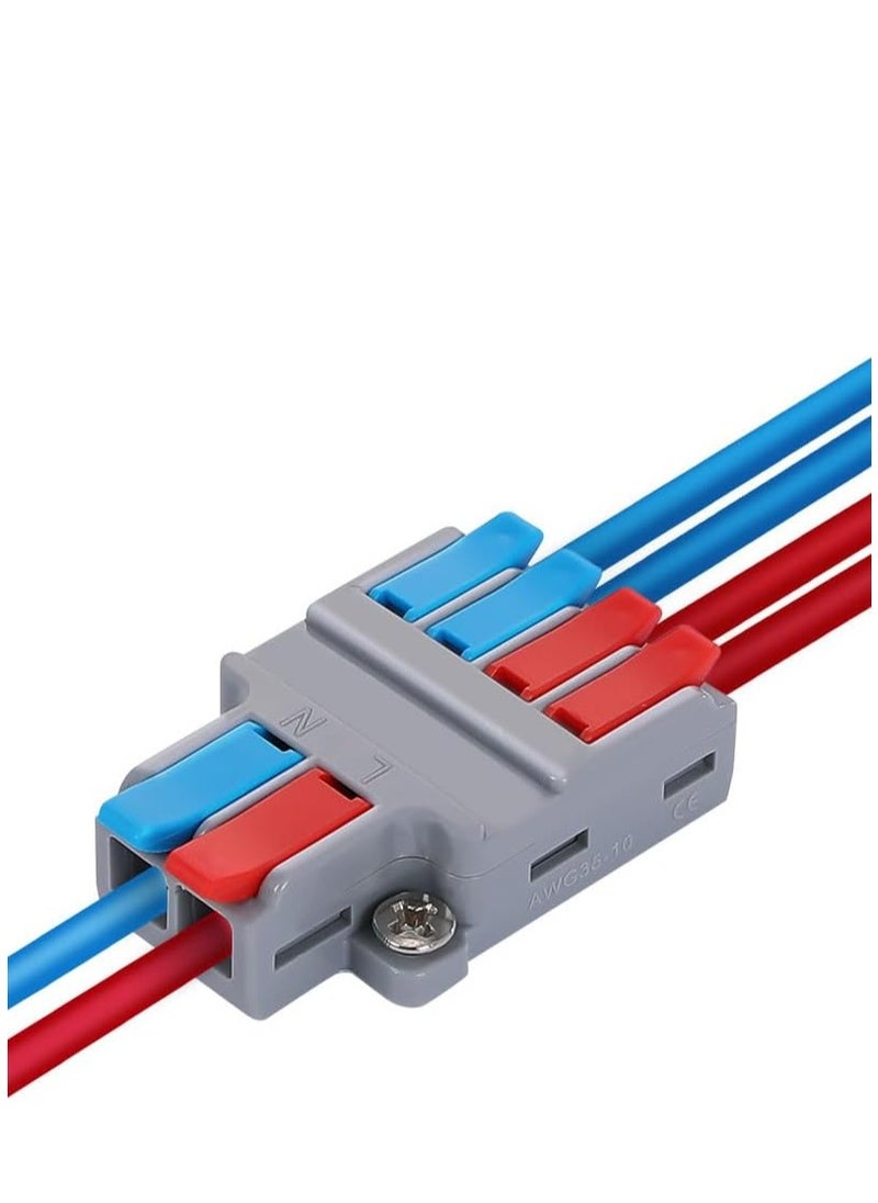 Generic Lever Wire Nuts Wire Connectors, 10Pcs Compact Splicing Connector Push-in Conductor Terminal Blocks (New- 2 in 4 Out)  - Image 1