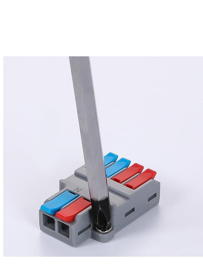 Generic Lever Wire Nuts Wire Connectors, 10Pcs Compact Splicing Connector Push-in Conductor Terminal Blocks (New- 2 in 4 Out)  - Image 3