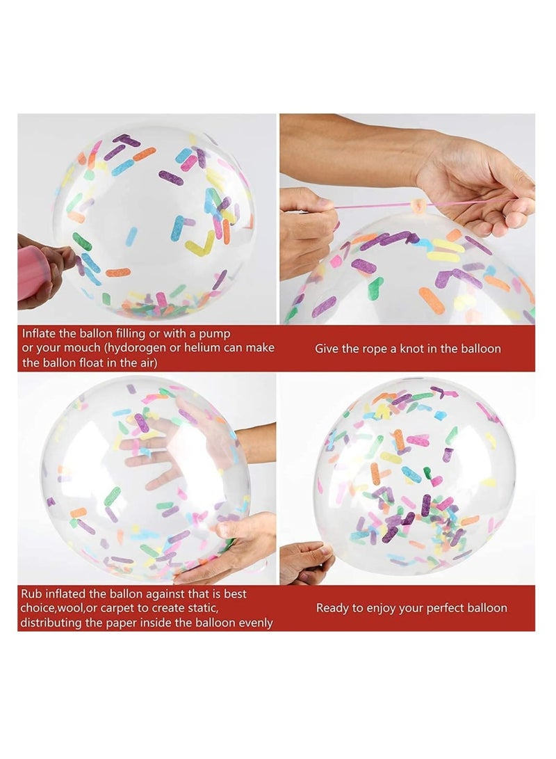 Zikra Party Balloons, Birthday Balloons Sprinkles Confetti Balloons Pack - Ice Cream Sprinkle Balloons. Latex Balloons, 12-Inch with Confetti for Party Decorations, Wedding & Bridal, Baby Shower (50PCS) - Image 3