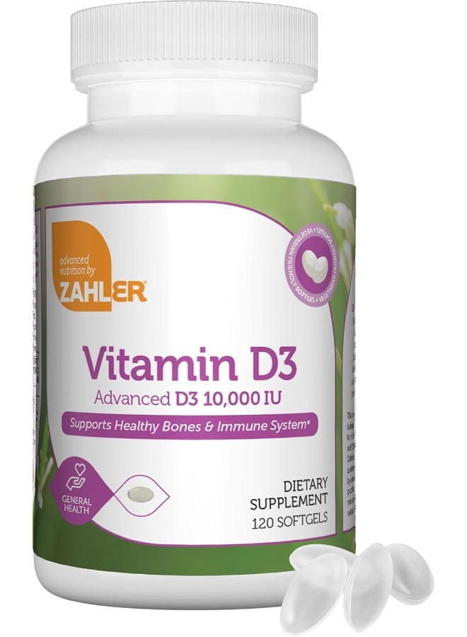 Vitamin D3 10,000 Iu, An All-Natural Supplement Supporting Bone Muscle Teeth And Immune System, Certified Kosher, 120 Softgels