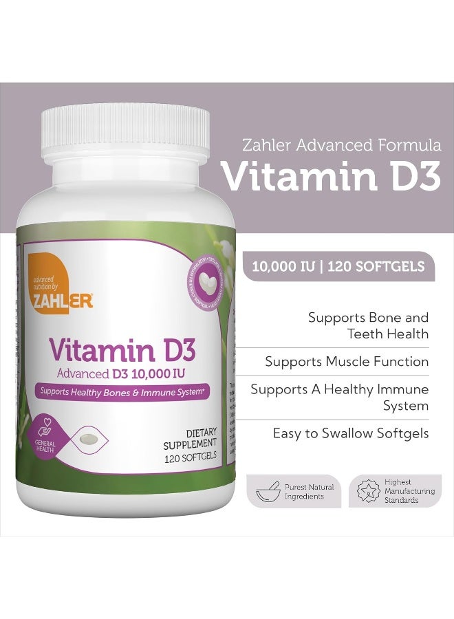 Vitamin D3 10,000 Iu, An All-Natural Supplement Supporting Bone Muscle Teeth And Immune System, Certified Kosher, 120 Softgels