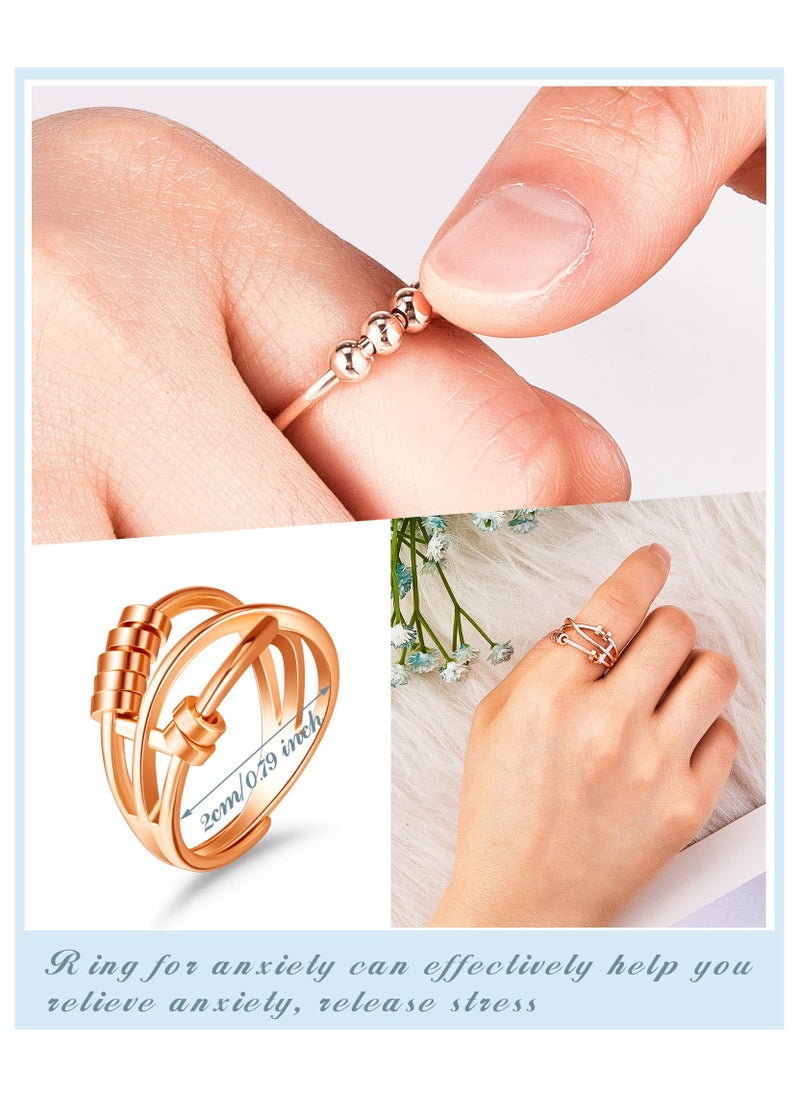 SYOSI - Fidget Ring For Anxiety Women, Metal Womens Spinner Rings, Stress Relief Anxiety Ring for Ladies Girls, Gold Rose (Gold Silver Color) - Image 1