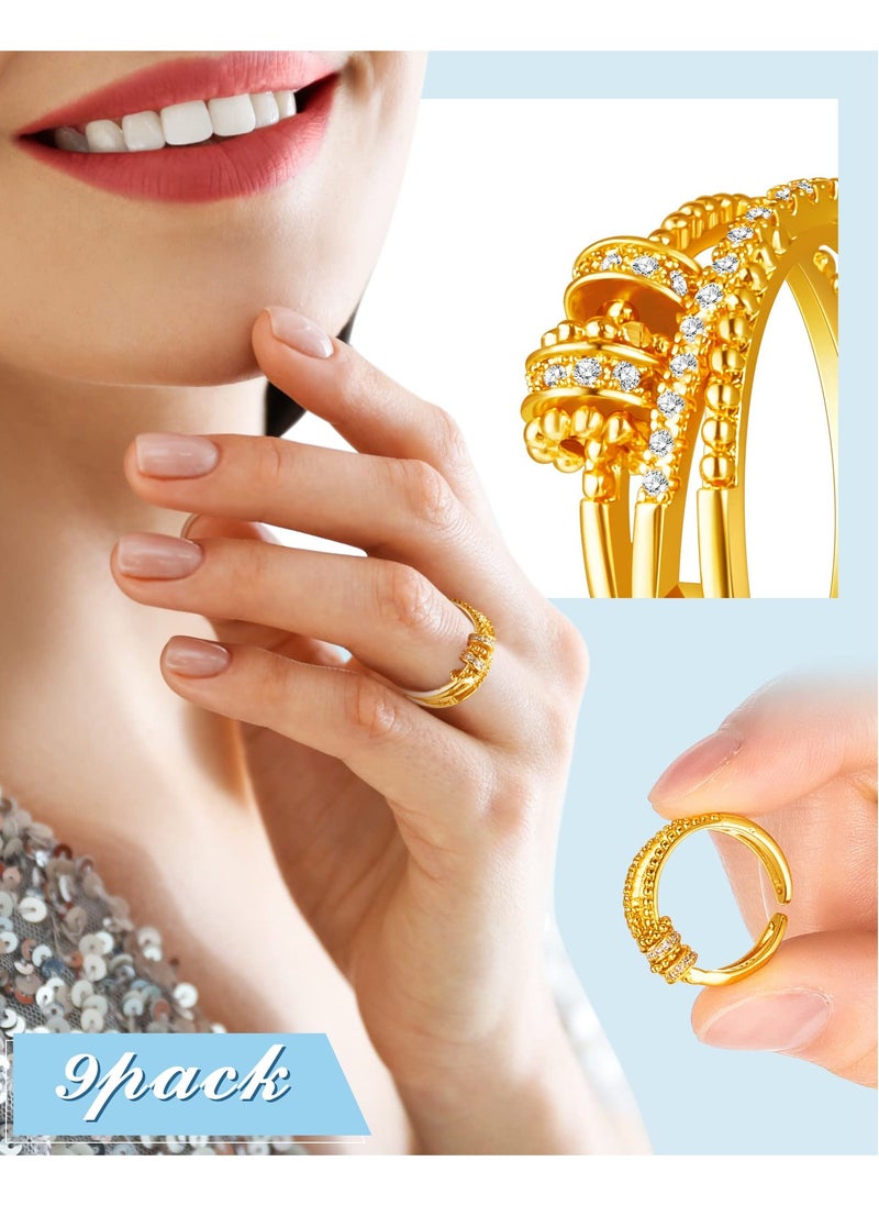 SYOSI - Fidget Ring For Anxiety Women, Metal Womens Spinner Rings, Stress Relief Anxiety Ring for Ladies Girls, Gold Rose (Gold Silver Color) - Image 1