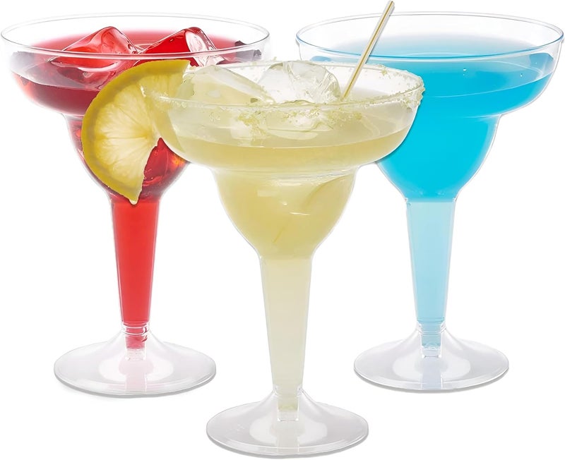 Prestee 50 Clear Plastic Margarita Glasses, 12oz - Heavy Duty Margarita Glasses Disposable for Cinco de Mayo Party Decorations, Taco Party, Plastic Cocktail Cups - Image 1
