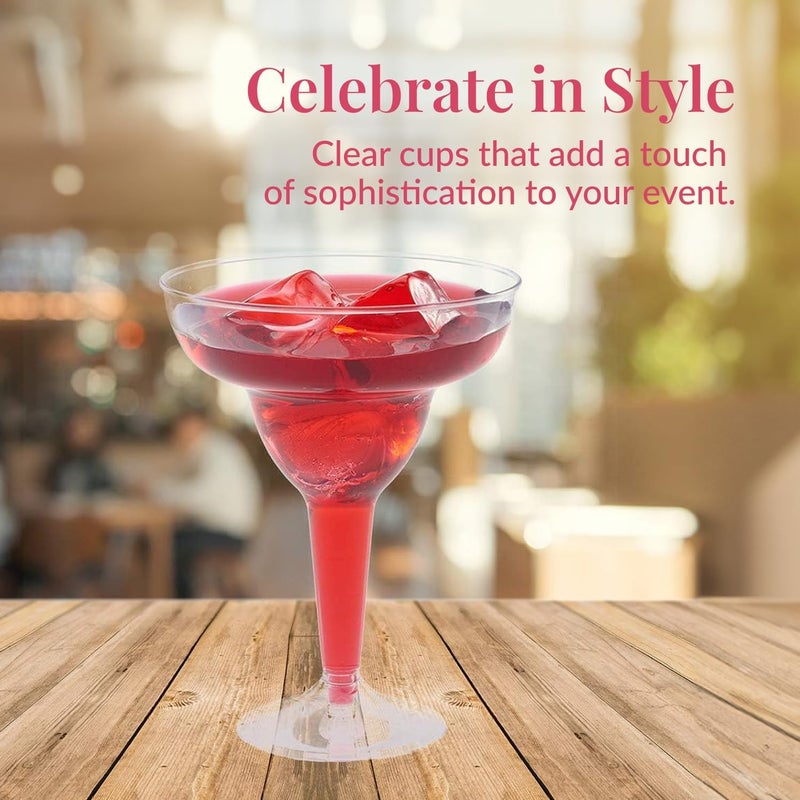 Prestee 50 Clear Plastic Margarita Glasses, 12oz - Heavy Duty Margarita Glasses Disposable for Cinco de Mayo Party Decorations, Taco Party, Plastic Cocktail Cups - Image 2