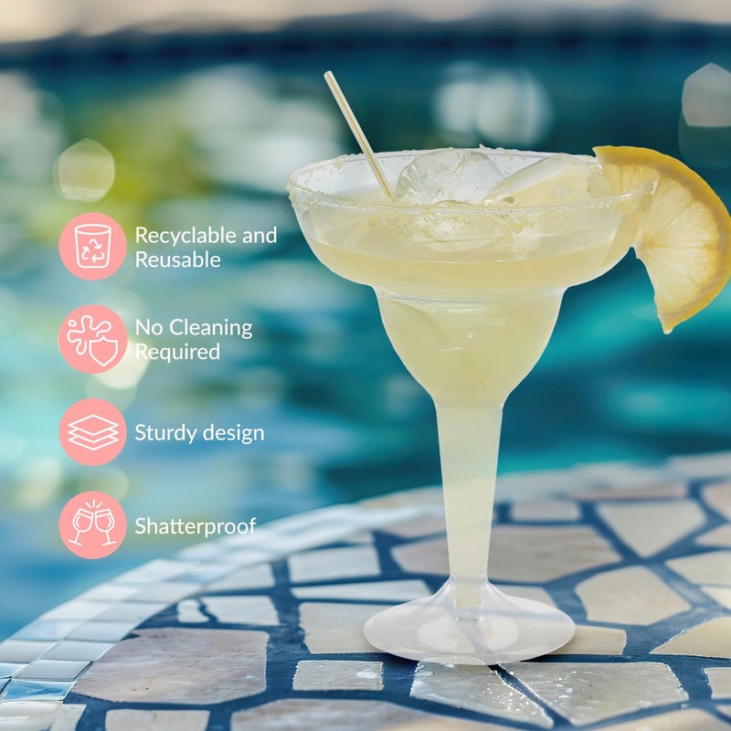 Prestee 50 Clear Plastic Margarita Glasses, 12oz - Heavy Duty Margarita Glasses Disposable for Cinco de Mayo Party Decorations, Taco Party, Plastic Cocktail Cups - Image 5