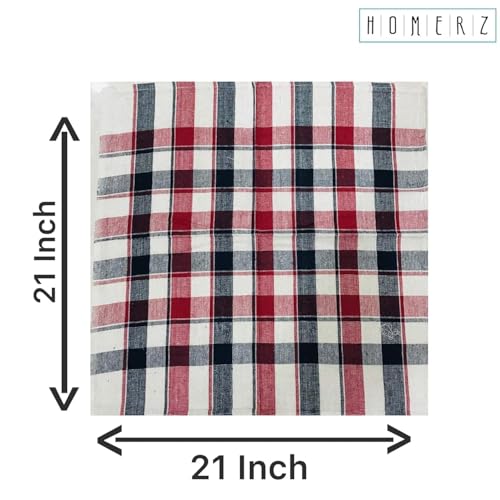 Homerz Check Style Set of 10 Kitchen and Cleaning Multipurpose Cloth | 100% Cotton | 21 x 21 Inch Guaranteed Exact Size (Pack of 10) - Image 2