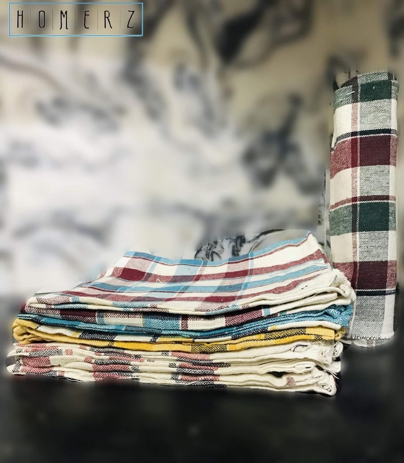 Homerz Check Style Set of 10 Kitchen and Cleaning Multipurpose Cloth | 100% Cotton | 21 x 21 Inch Guaranteed Exact Size (Pack of 10) - Image 5