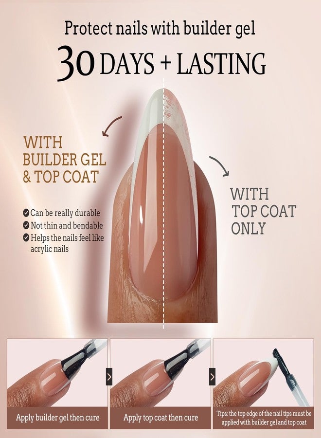 BTArtboxnails XCOATTIPS French Tip Nails, 160pcs Short Square Brown French Tip Press on Nails, French Tip Gel Nails for DIY Nail Art - Image 4