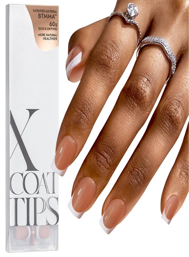 BTArtboxnails XCOATTIPS French Tip Nails, 160pcs Short Square Brown French Tip Press on Nails, French Tip Gel Nails for DIY Nail Art - Image 1