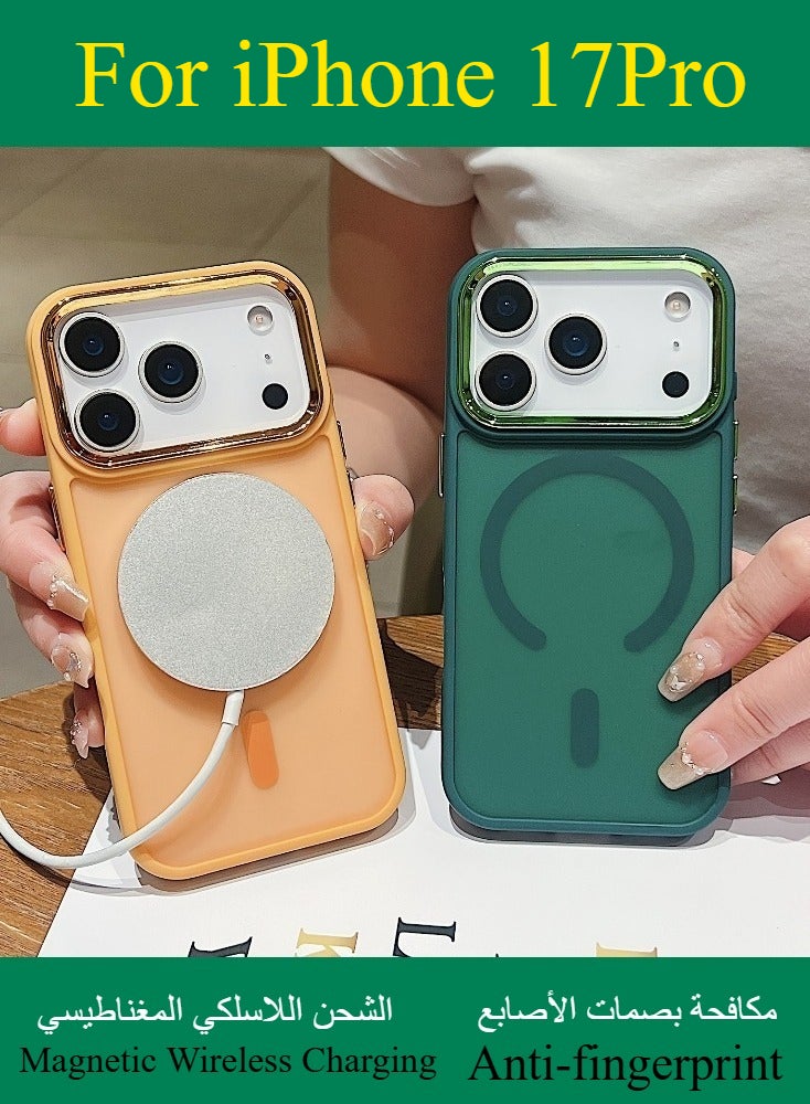 Dili Apple Gold Case iPhone 17 Pro Magnetic Wireless Charging Phone Case Matte Translucent Hard Acrylic Back Shockproof Armor Camera Lens Protection Cover - Image 4