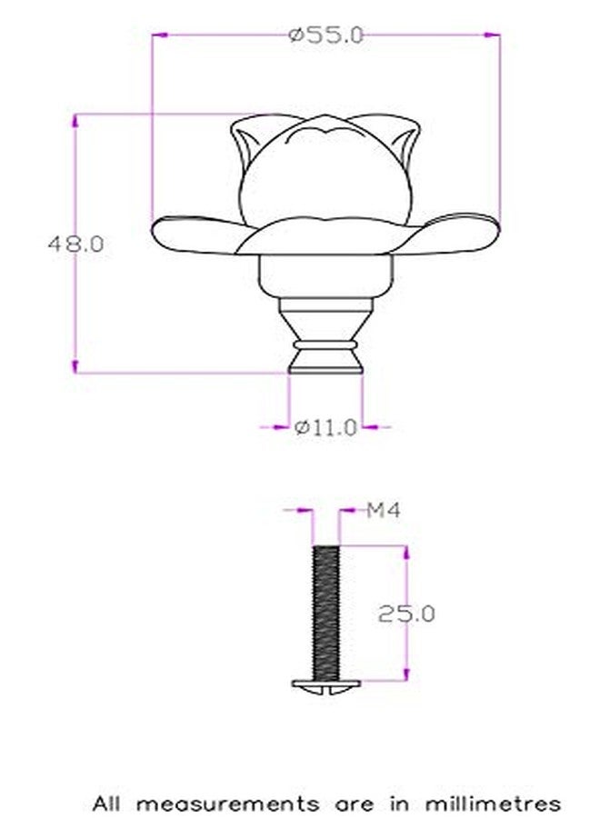 HOBKNOBS قطعة واحدة من السيراميك على شكل زهرة وردة (أبيض وبني؛ 55 × 48 مم). - Image 3