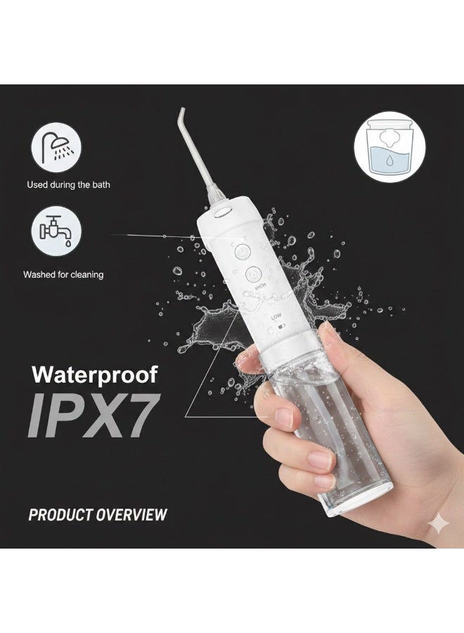 QUTEK FLUORA by Qutek Portable Water Flosser: IPX7 Waterproof Oral Irrigator, Pulse Jet Tech, 5 Modes (40-140 PSI), 200ml Tank, Type-C Rechargeable with 5 Nozzles for Braces & Gums - Image 5