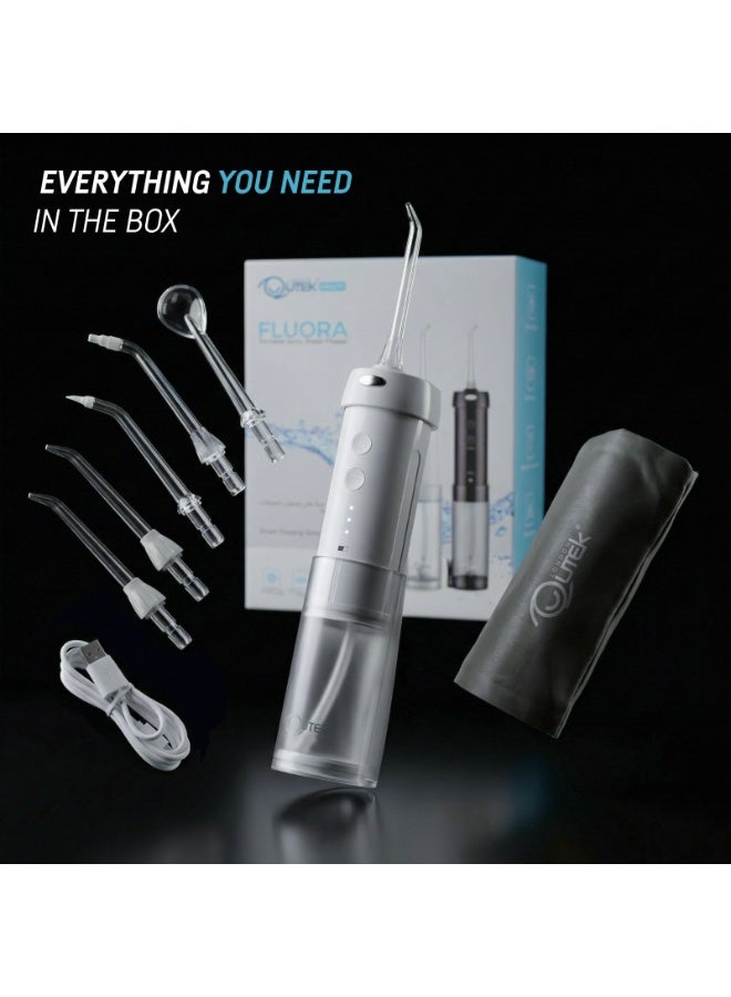 QUTEK FLUORA by Qutek Portable Water Flosser: IPX7 Waterproof Oral Irrigator, Pulse Jet Tech, 5 Modes (40-140 PSI), 200ml Tank, Type-C Rechargeable with 5 Nozzles for Braces & Gums - Image 4