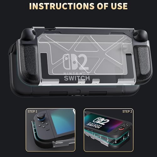 FANPL Case Bundle for Nintendo Switch 2 (2025) Accessories, Carrying Case for Switch 2 and Joy Con Controller with Hard Dockable Protective Cover, Screen protector, 8 Thumb Grips, Mecha Style Design - Image 3