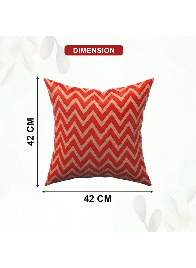 Kuber Industries Kuber Industries Set of 5 Washable & Removable Sofa Pillow Cover for Living Room | Decorative Cushion Covers 16 inch x 16 Inch for Bedroom & Home Decor | Zig Zag Golden - Multicolour - Image 3