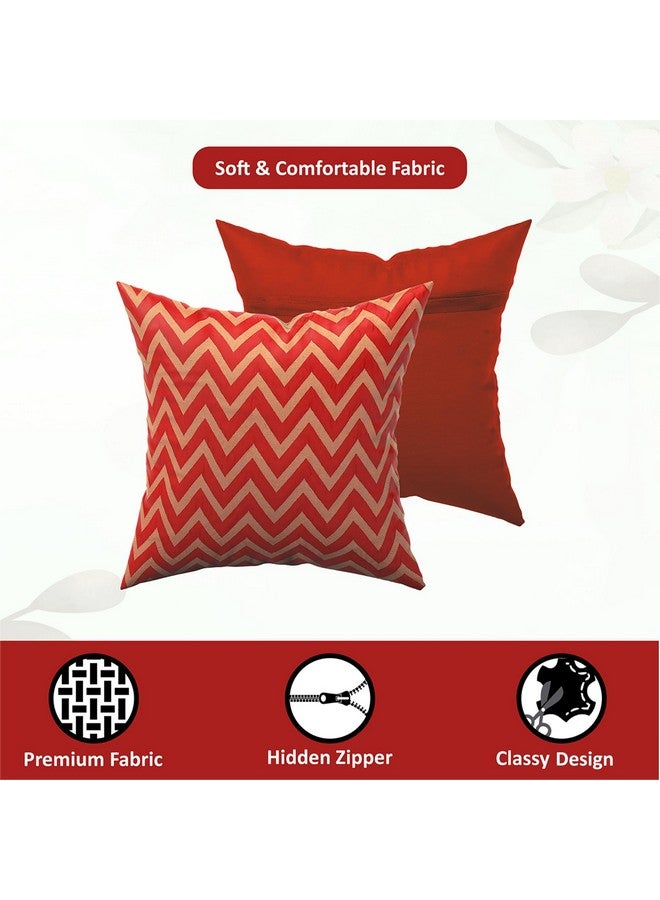 Kuber Industries Kuber Industries Set of 5 Washable & Removable Sofa Pillow Cover for Living Room | Decorative Cushion Covers 16 inch x 16 Inch for Bedroom & Home Decor | Zig Zag Golden - Multicolour - Image 5