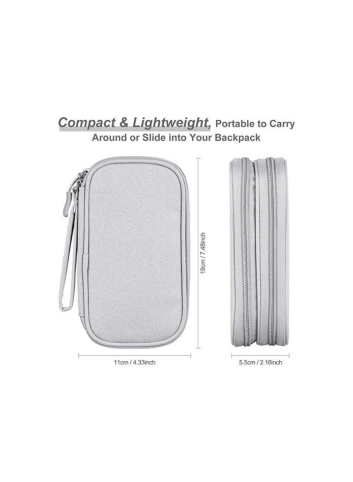 PROMASS Small Electronic Organizer Cable Bag, Travel Portable Electronic Accessories Storage Bag Soft Carrying Case Pouch for Hard Drive, Cord, Charger, Earphone, USB, SD Card (Light Grey)  - Image 1