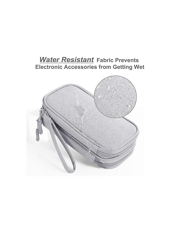 PROMASS Small Electronic Organizer Cable Bag, Travel Portable Electronic Accessories Storage Bag Soft Carrying Case Pouch for Hard Drive, Cord, Charger, Earphone, USB, SD Card (Light Grey)  - Image 2